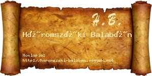 Háromszéki Balabán névjegykártya